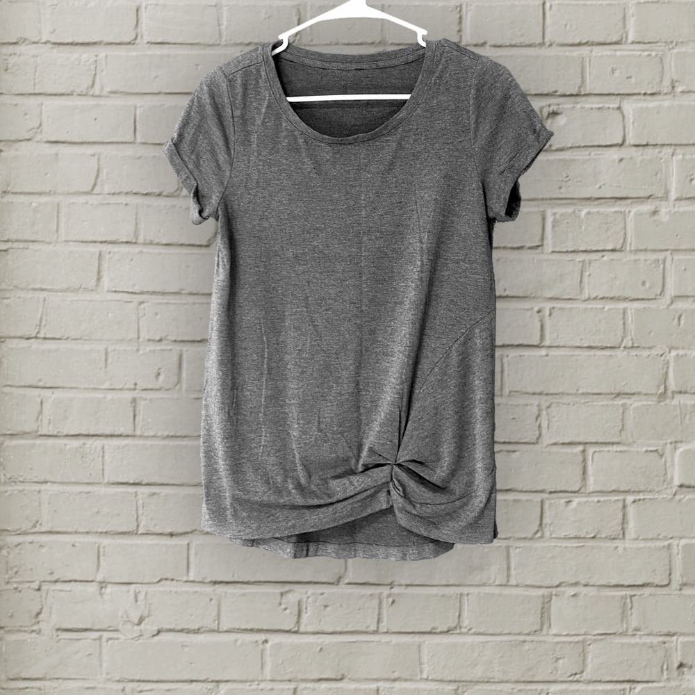 Women's Washed Short Sleeve Twisted Front Knot Tee